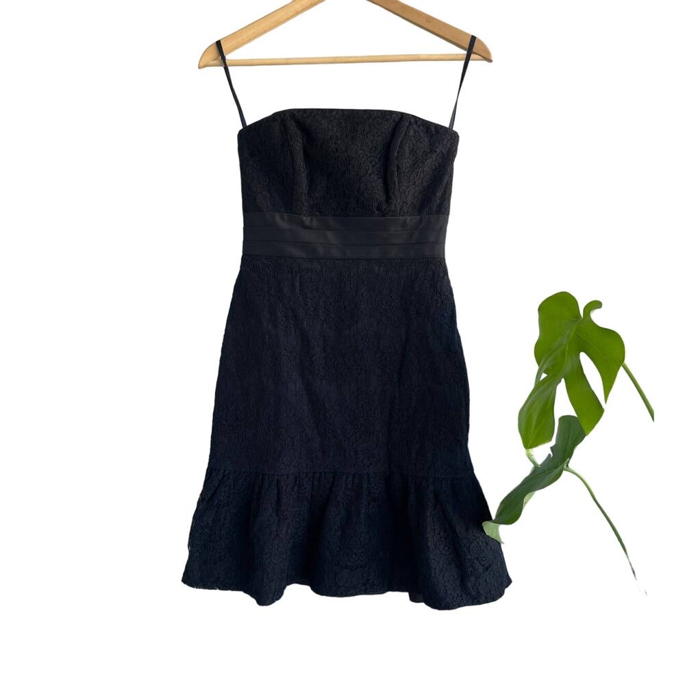 WHITE HOUSE BLACK MARKET whbm black lace strapless flared cocktail dress - Picture 9 of 9